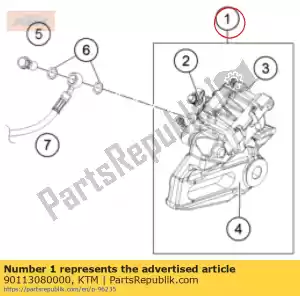 ktm 90113080000 brake caliper, rear cpl. - Bottom side