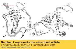 Ici, vous pouvez commander le câble comp. A, accélérateur auprès de Honda , avec le numéro de pièce 17910MGSD31: