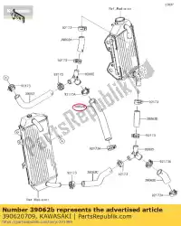 Here you can order the hose-cooling,cylinder-fi from Kawasaki, with part number 390620709: