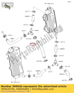 Kawasaki 390620709 hose-cooling,cylinder-fi - Bottom side