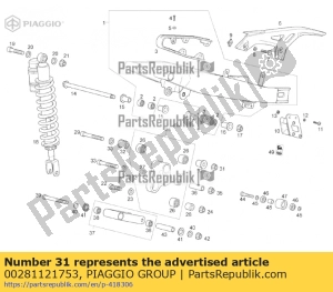 aprilia 00281121753 porca - Lado superior