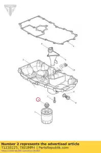 triumph T1230225 adattatore, filtro olio avvitabile. - Il fondo