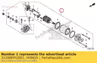 31200MFGD01, Honda, motor assy., starten honda cbr  fa cb hornet f rr rra cbf na s sa n hannspree cb600f cb600fa cbf600n cbf600na cbf600s cbf600sa cb600f3 cbr600f cbr600fa vfr800f vfr800x crossrunner 600 800 , Nieuw