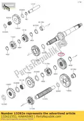 01 versnelling, output hallo, 28t van Kawasaki, met onderdeel nummer 132621552, bestel je hier online: