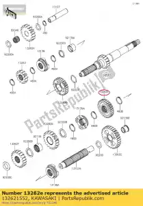 kawasaki 132621552 01 engrenagem, saída hi, 28t - Lado inferior