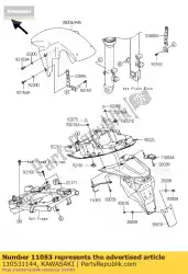 Ici, vous pouvez commander le support, volet, lh zx636-b1h auprès de Kawasaki , avec le numéro de pièce 110531144: