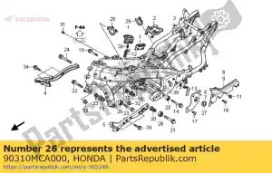 Honda 90310MCA000 bloqueo de la tuerca - Lado inferior