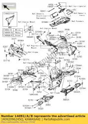 Ici, vous pouvez commander le couvercle, pivot, lh, c. F. B. Gre zr800 auprès de Kawasaki , avec le numéro de pièce 14092096245Q: