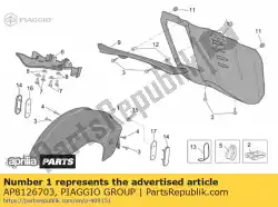 Ici, vous pouvez commander le garde-boue avant. Gris auprès de Piaggio Group , avec le numéro de pièce AP8126703: