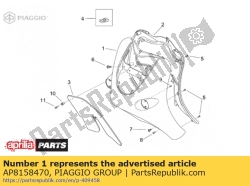 Aprilia AP8158470, Voorste schild. ap. zwart, OEM: Aprilia AP8158470