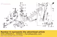 43512MAW621, Honda, mangueira, cilindro mestre honda xl 600 1996 1997 1998 1999, Novo