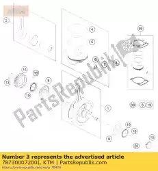 Ici, vous pouvez commander le piston i d = 95 mm auprès de KTM , avec le numéro de pièce 78730007200I: