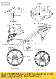 kawasaki 560694113 pattern,shroud,rh zr800bef - Bottom side