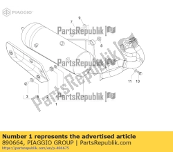 Aprilia 890664, Exhaust pipe. cpl., OEM: Aprilia 890664