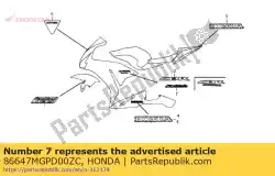 Aquí puede pedir marca (fireblade) * type1 * (type1) de Honda , con el número de pieza 86647MGPD00ZC: