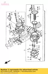 carburateur 1 van Yamaha, met onderdeel nummer 42J149010100, bestel je hier online: