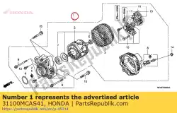 Ici, vous pouvez commander le alternateur / générateur auprès de Honda , avec le numéro de pièce 31100MCAS41: