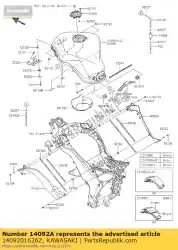 Here you can order the cover,knee grip,rh,f. Bla zx100 from Kawasaki, with part number 1409201626Z: