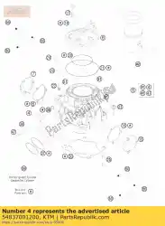 Ici, vous pouvez commander le bride intermédiaire 250/300 07 auprès de KTM , avec le numéro de pièce 54837001200: