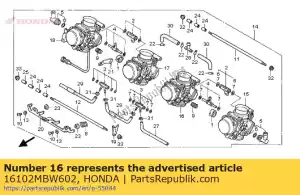Honda 16102MBW602 conjunto de carburador (# - Lado inferior