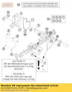 ktm 61235055110 representante da bomba de água. kit rc8 13-14 - Lado inferior