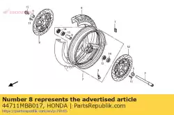 Aqui você pode pedir o pneu, fr (miche) em Honda , com o número da peça 44711MBB017: