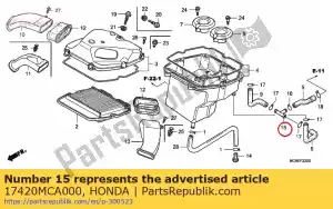 Honda 17420MCA000 articulación, respiradero de tres vías - Lado inferior