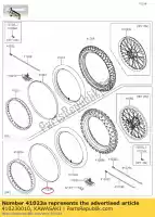 410230010, Kawasaki, fascia-rim, 120 / 80-19 (d) kawasaki kx  e h k r l f m j kx250 kx500 kx450f kx450 500 250 450 , Nuovo