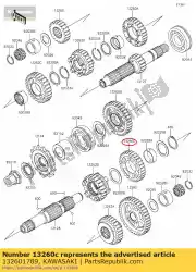 versnelling, uitgang 3e, 31t ej650-a1 van Kawasaki, met onderdeel nummer 132601789, bestel je hier online: