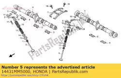 Here you can order the arm, valve rocker from Honda, with part number 14431MM5000: