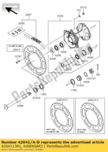 kawasaki 420411381 moyeu de pignon, 46t kdx200-e3 - La partie au fond