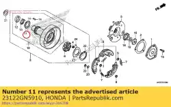 Aquí puede pedir engranaje secundario (17t) de Honda , con el número de pieza 23122GN5910:
