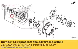 Honda 23122GN5910 engranaje secundario (17t) - Lado inferior