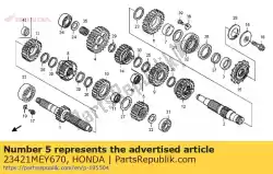 versnelling, hoofdas tweede (1 van Honda, met onderdeel nummer 23421MEY670, bestel je hier online: