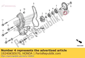 honda 19240KSE670 tandwielcomp., waterpomp (24t) - Onderkant