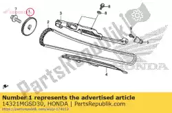 Here you can order the sprocket, cam (34t) from Honda, with part number 14321MGSD30: