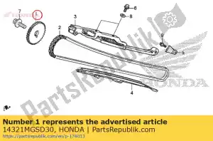 honda 14321MGSD30 roda dentada, came (34t) - Lado inferior