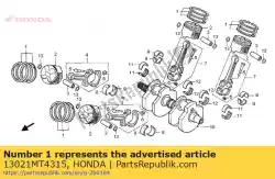 Ici, vous pouvez commander le jeu de segments, piston (0,25) auprès de Honda , avec le numéro de pièce 13021MT4315: