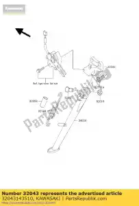 kawasaki 32043143510 suporte de suporte, lateral, bl zx600-g1 - Lado inferior