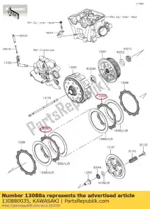 Kawasaki 130880035 fricção de placa - Lado inferior