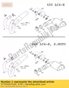 ktm 57705007100 tubo de escape l / s 'ktm577 - Lado inferior