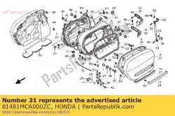 Aquí puede pedir molduras, l. Alforja sid de Honda , con el número de pieza 81481MCA000ZC: