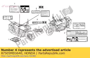 Honda 87505MEG640 label,tire - Bottom side