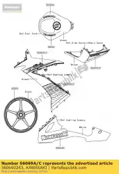 Here you can order the pattern,side cowling,upp zx100 from Kawasaki, with part number 560690243: