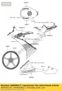 kawasaki 560690243 pattern,side cowling,upp zx100 - Bottom side