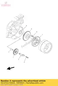 yamaha 5VLE55170000 engranaje, tensor 2 - Lado inferior