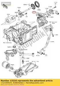 kawasaki 132160024 engrenagens, bomba de óleo zg1400a8f - Lado inferior