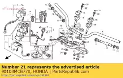 Aqui você pode pedir o parafuso, flange, 8x45 em Honda , com o número da peça 90103MCB770: