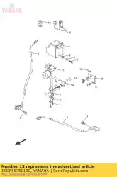 Ici, vous pouvez commander le support de flexible de frein 1 auprès de Yamaha , avec le numéro de pièce 1SDF58750100: