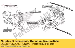 Honda 86831MGSD70 emblema (honda) - Lado inferior